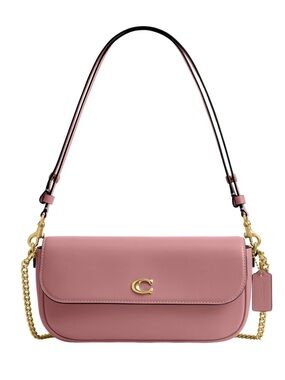 Coach Pink Leather Brook Flap Crossbody Bag with Gold Hardware - New